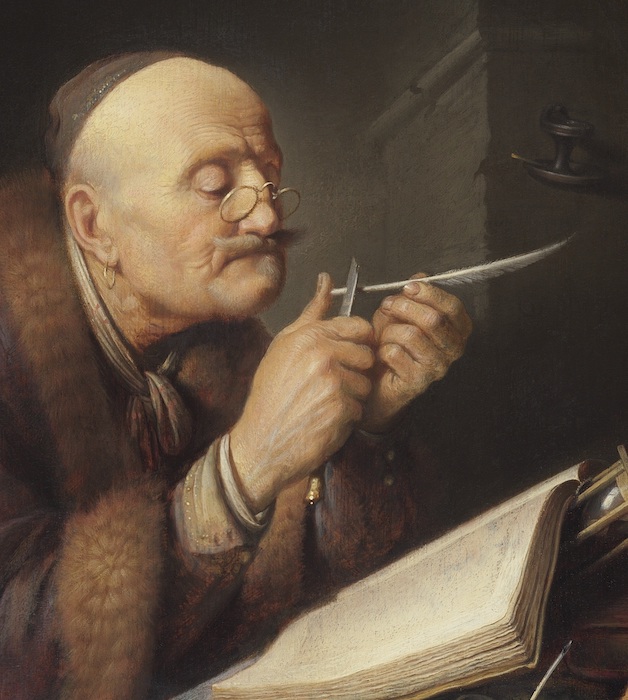 Painting of man with quill pen